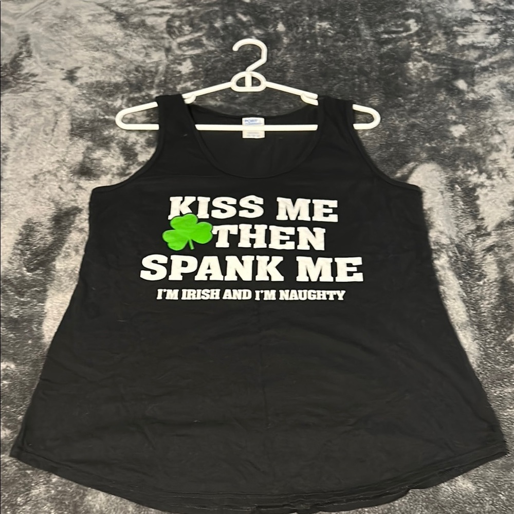 Black Tank Top with Irish Print